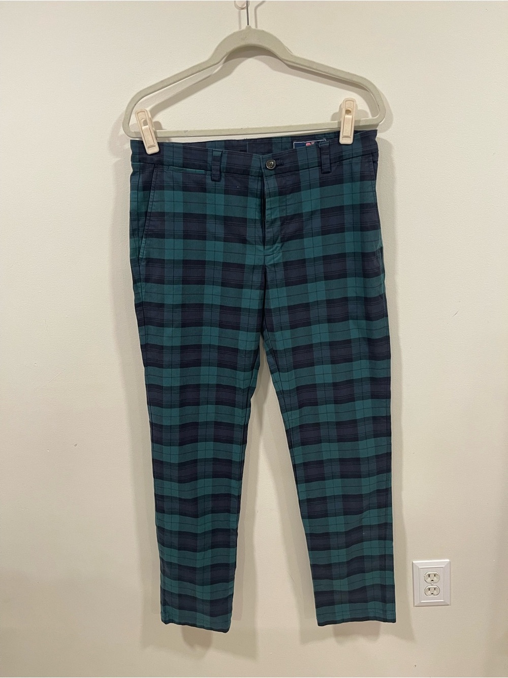 Vineyard Vines Green and Black Plaid Chinos
